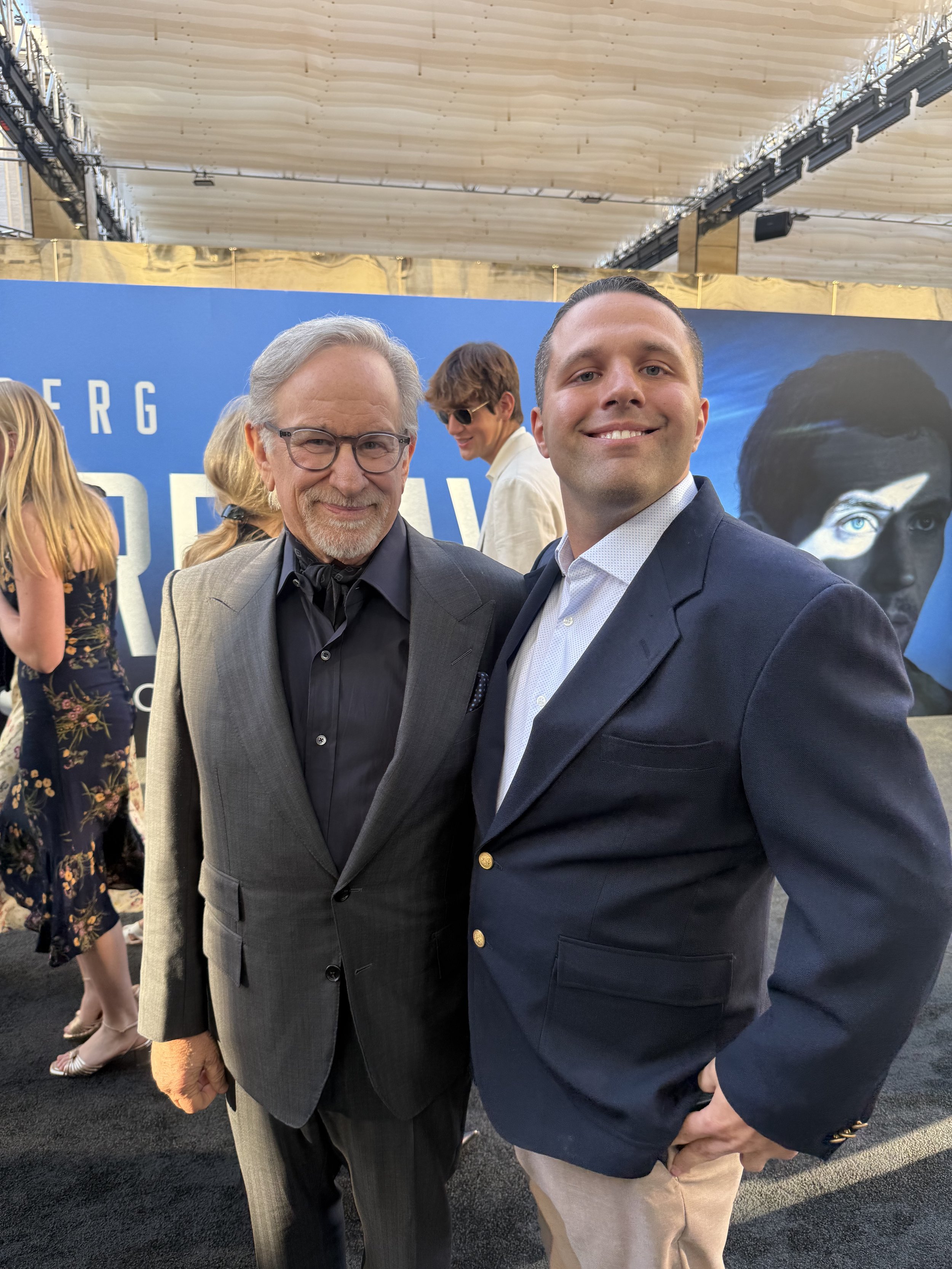 Jack Brait, aka Jack of Puzzles, and Steven Spielberg standing together posing a picture