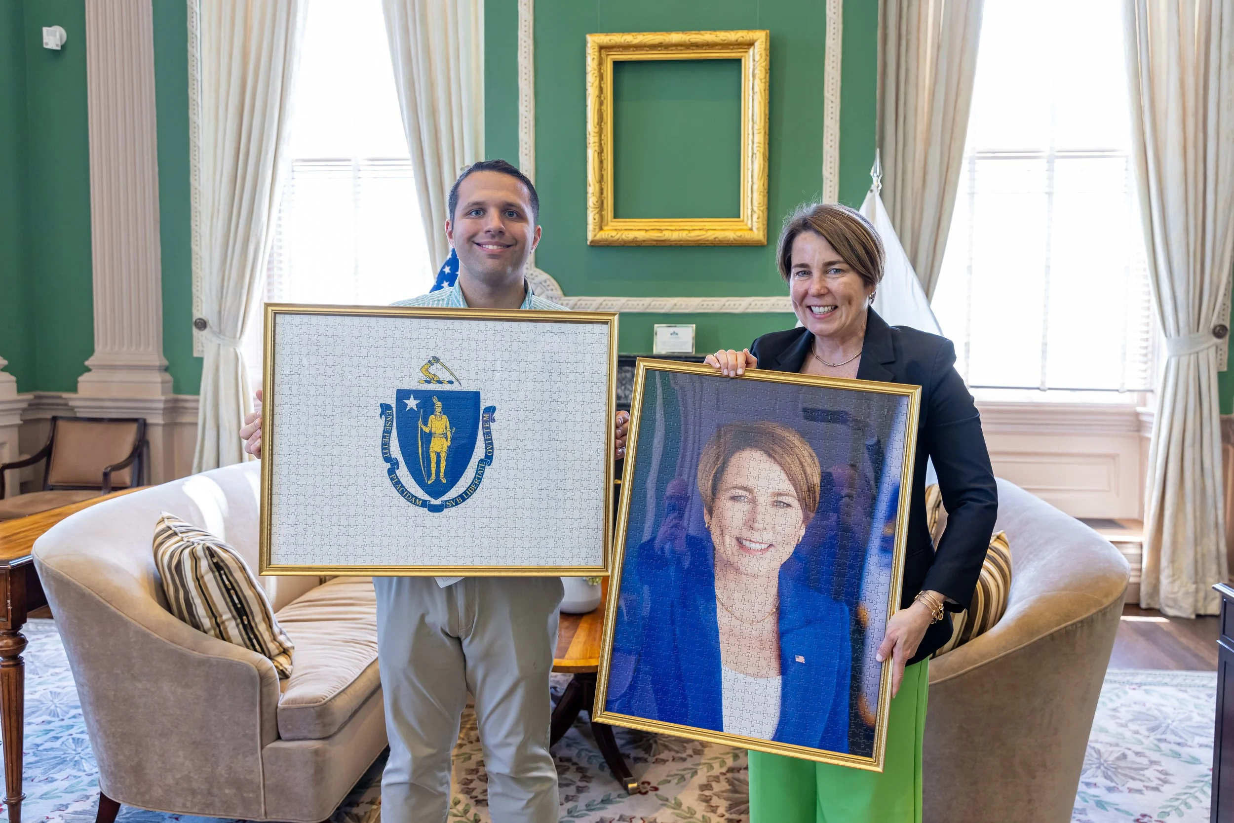 It's a puzzle of herself and puzzle the Massachusetts state seal done by me!