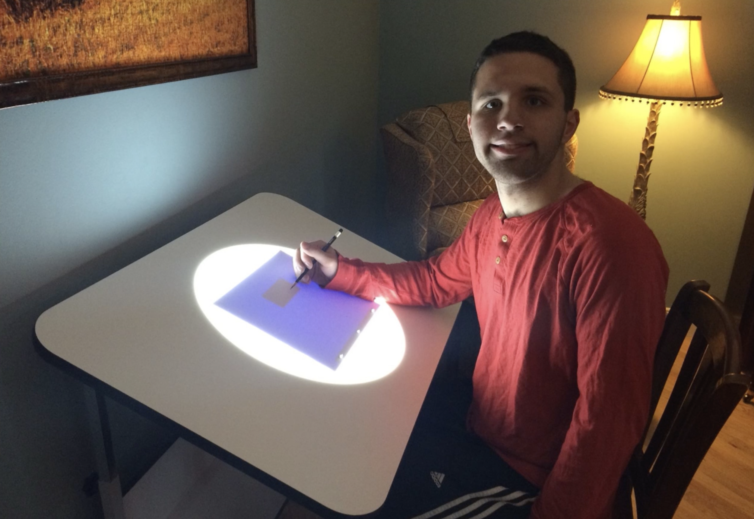 Jack Brait, aka Jack Of Puzzles, and his animation desk