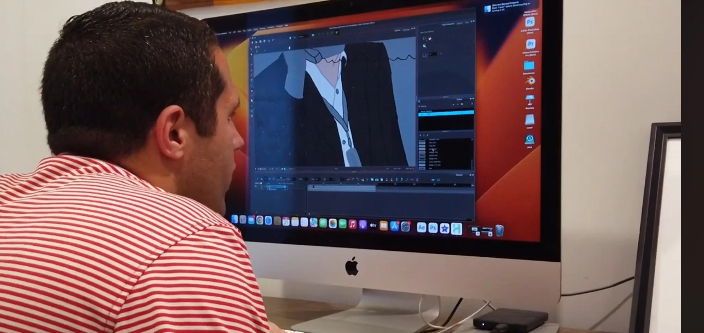 Jack Brait, aka Jack Of Puzzles, digital ink and paints his animation drawings on his computer