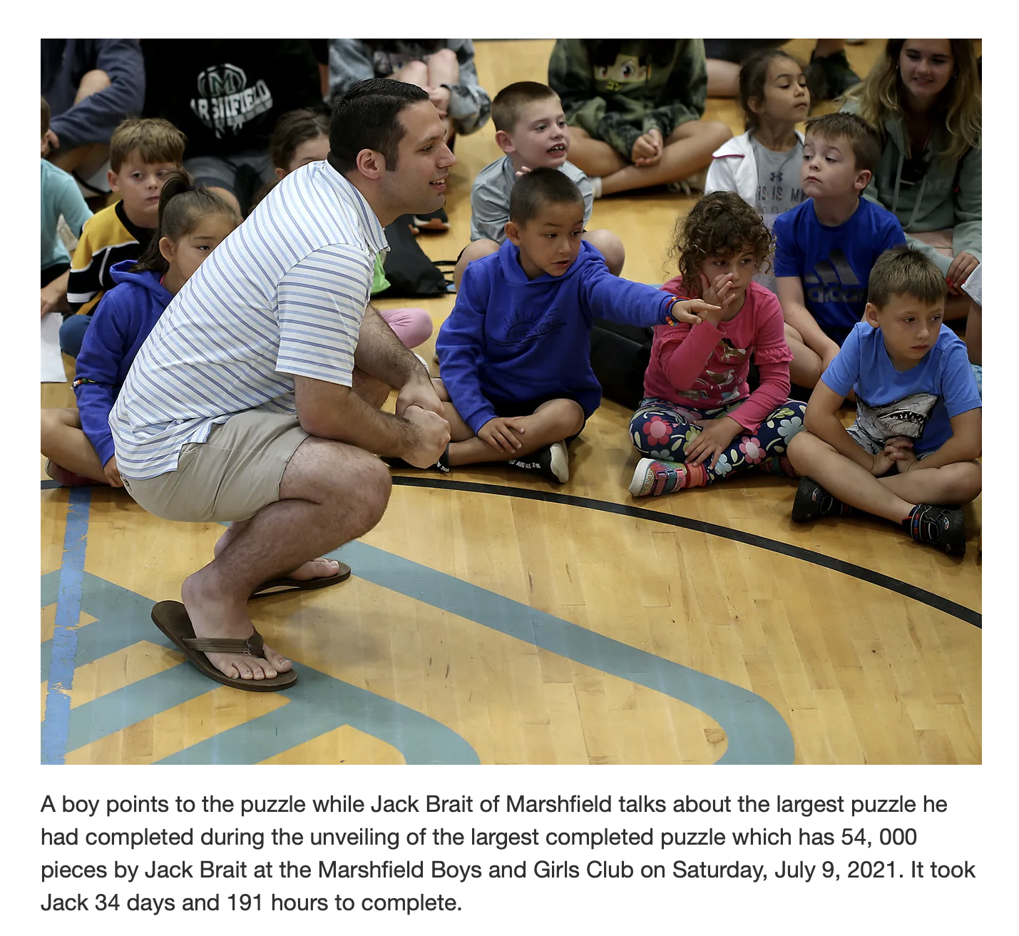 Coastal Mariner article of the 54,000 piece puzzle, the world's largest puzzle at the Boys and Girls Club of Marshfield, MA C