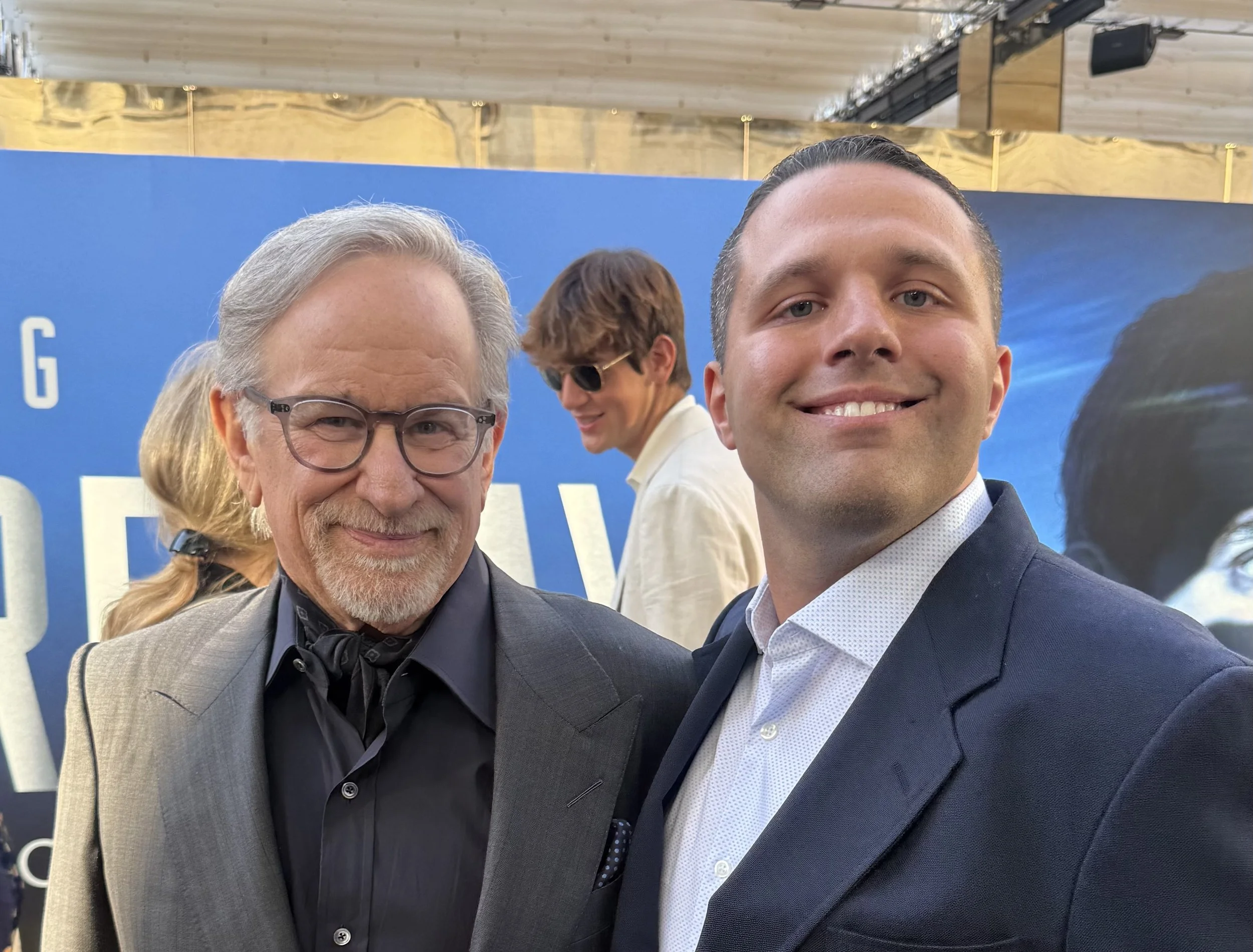Jack Brait, aka Jack Of Puzzles, meets Steven Spielberg at the NYC premiere of Disclosure Day