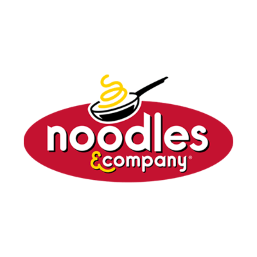 Logo for Noodles & Company featuring a stylized spoon with noodles and the brand name in bold text.