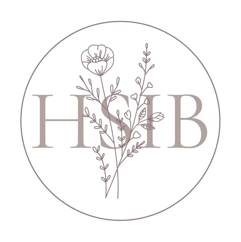 A circular logo with the word 'H&B' and a floral illustration.