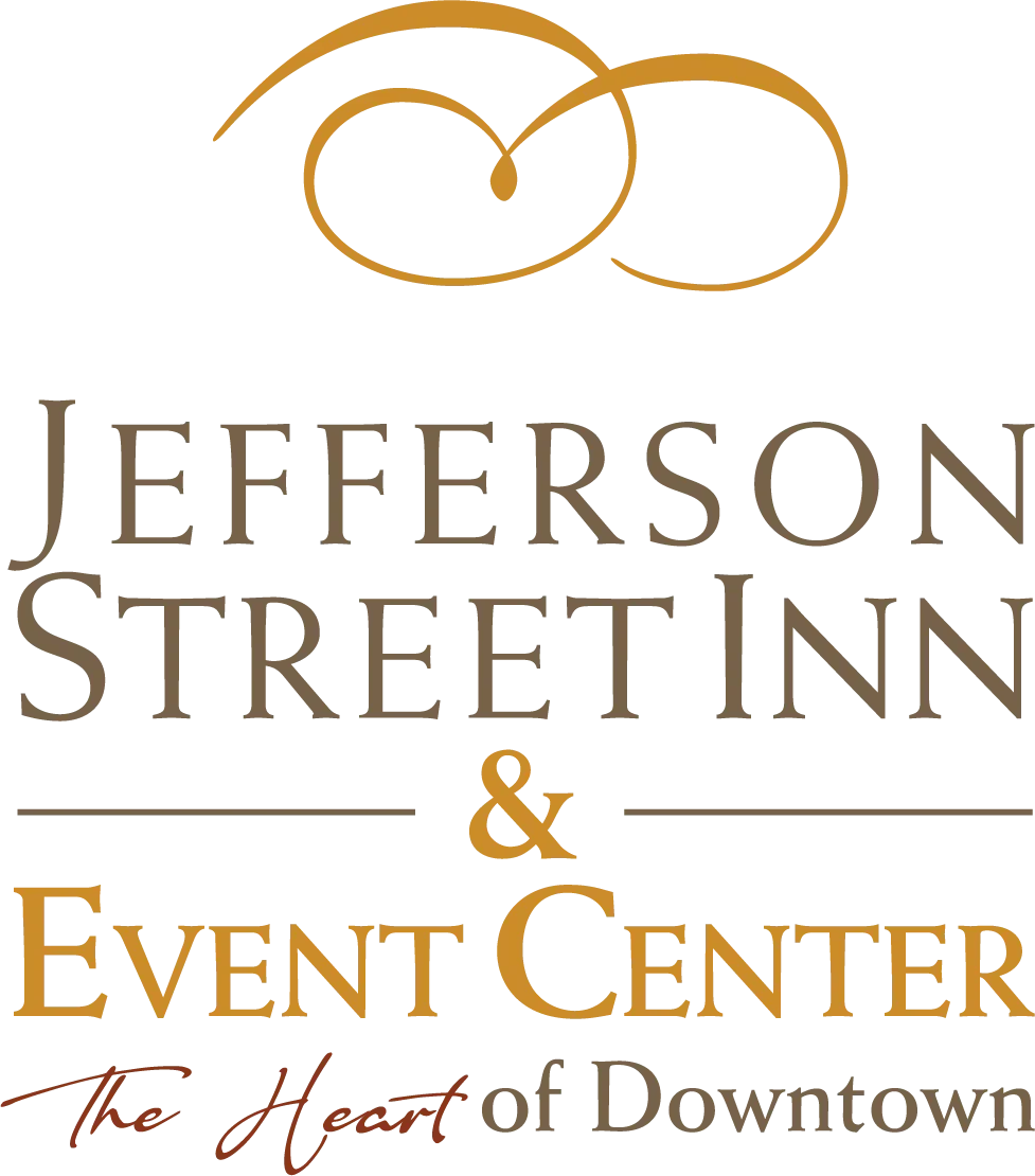 Logo for Jefferson Street Inn & Event Center, with stylized intertwined rings or loops above the name.