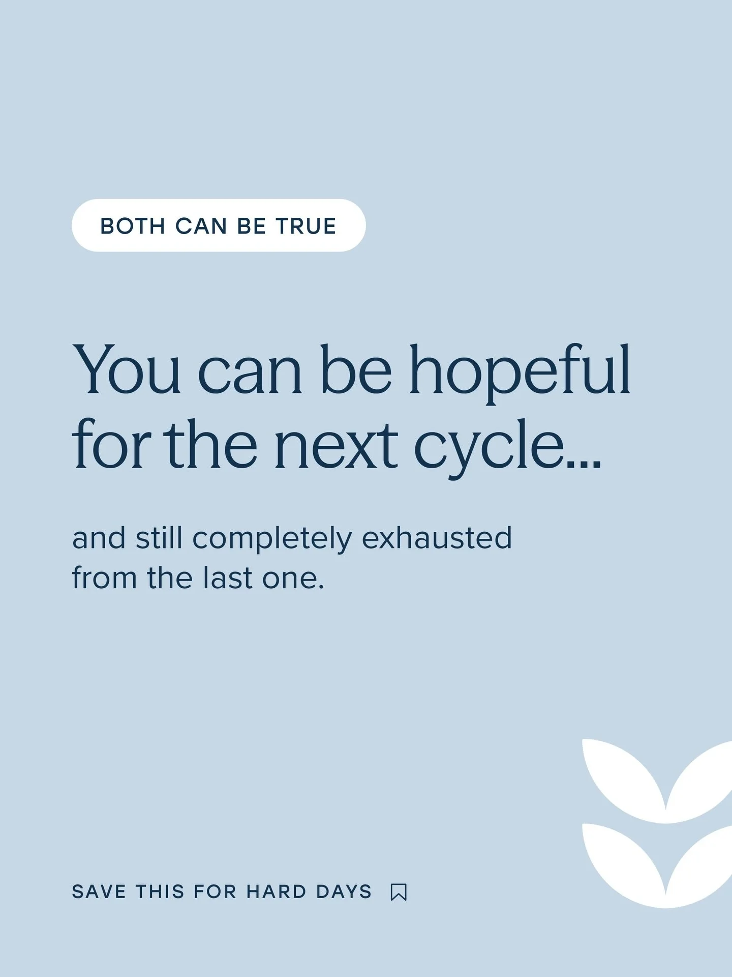 One of the hardest parts of this journey that nobody tells you about how many contradictory feelings you&rsquo;re going to have to hold at the same time. 

Save this for the hard days 🤍 and remember that it&rsquo;s okay to feel all of this. 

#ferti