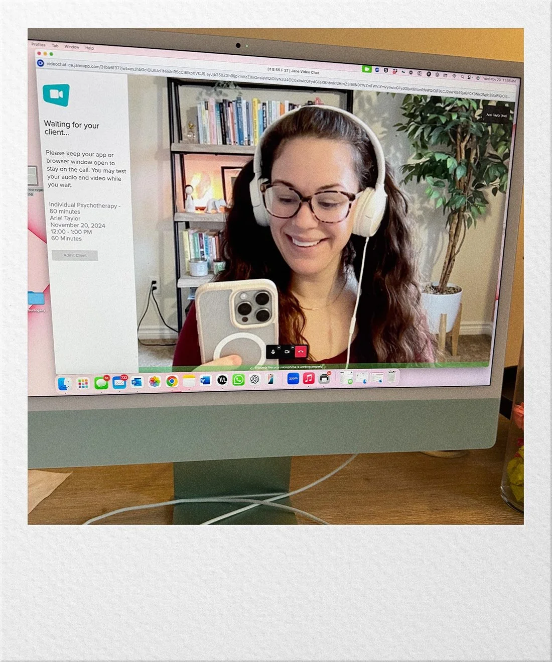 Ariel on a computer screen during a virtual surrogacy education session.