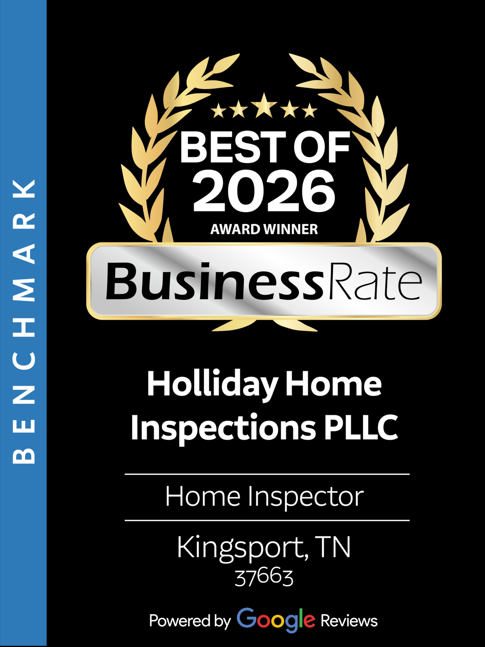 Holliday Home Inspections PLLC 2026 award plaque recognizing excellence in home inspection services in Kingsport Tennessee.