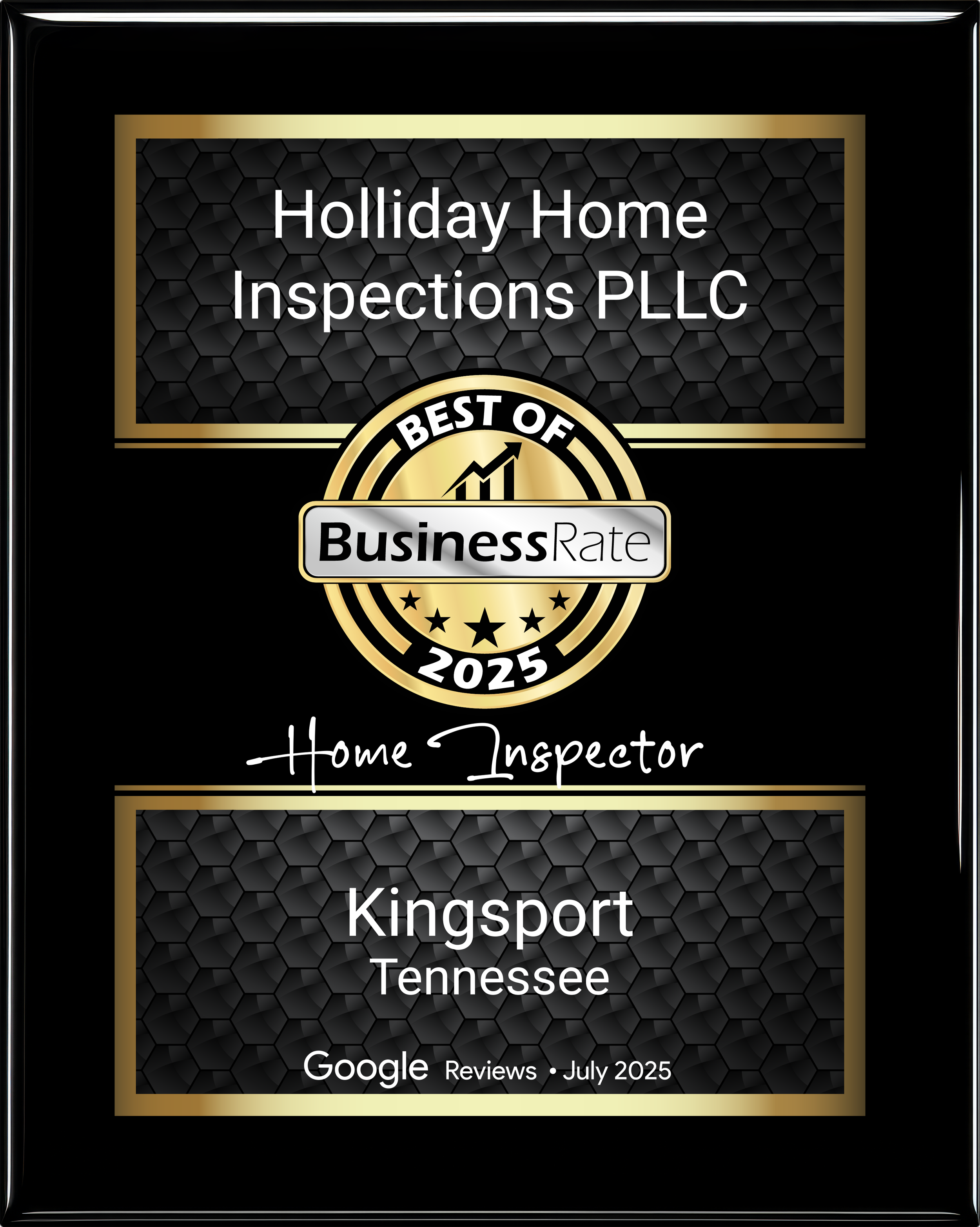 We were awarded Business Rate Best of 2025 Home Inspector for Kingsport TN
