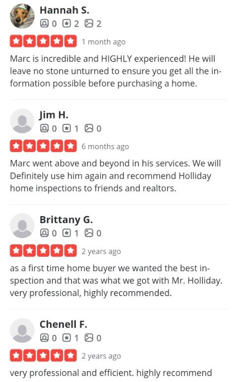 Screenshot of four customer reviews about Marc, a real estate agent, with star ratings and brief comments on his service.