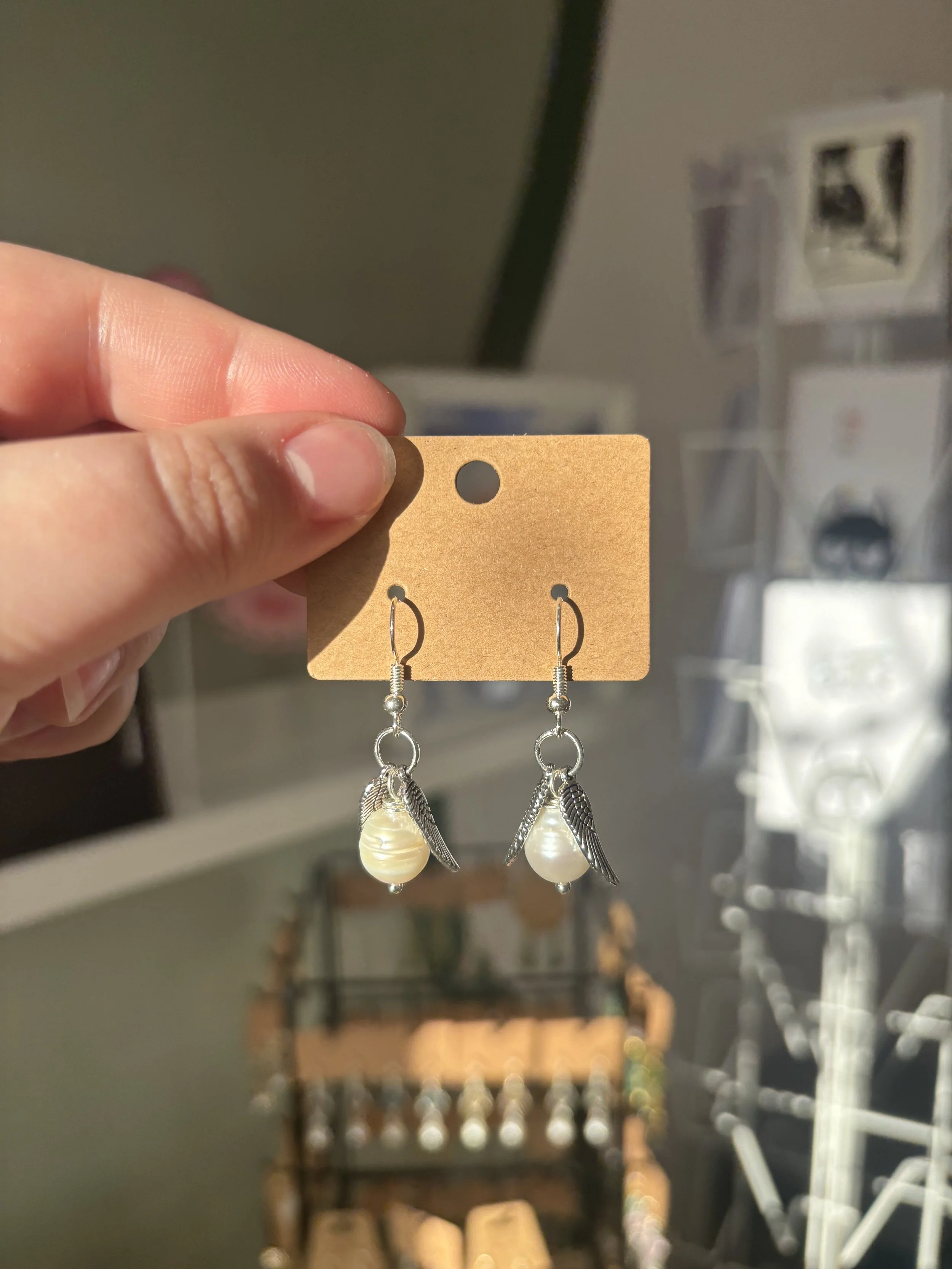 Pearl and Wing Earrings