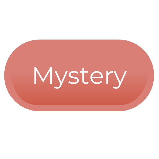 A pink oval button with the word 'Mystery' written in white text