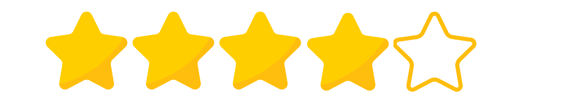 Five star rating graphic with four filled yellow stars and one empty star outline.