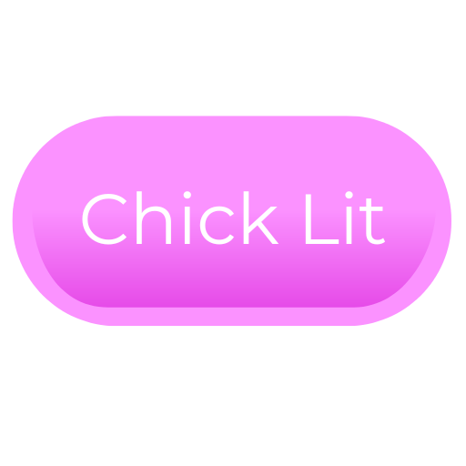 Pink capsule-shaped pill with the words "Chick Lit" written on it in white text.
