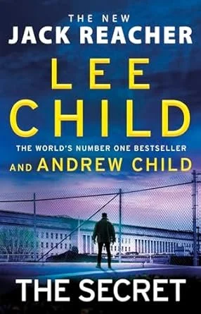 Book cover for 'The Secret' by Lee Child and Andrew Child, featuring a silhouette of a person walking on a bridge at dusk or dawn.