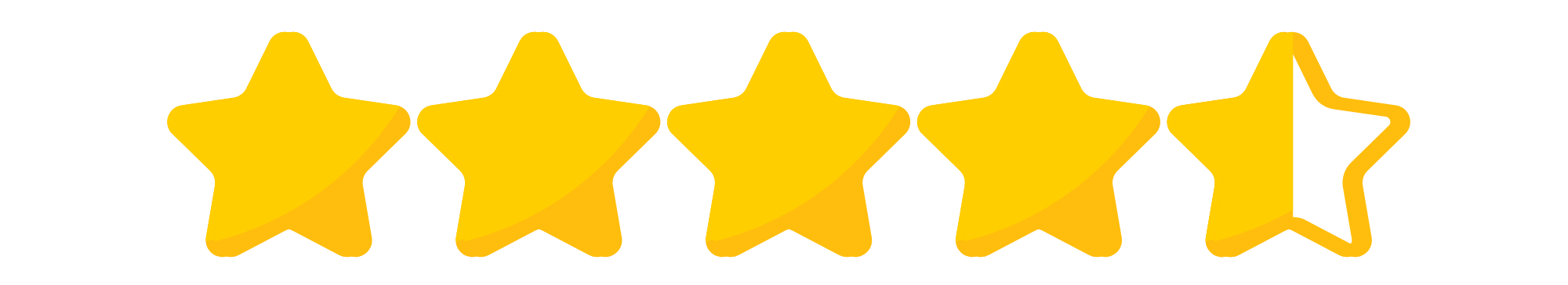 Five yellow star icons, with the first four filled and the fifth outlined, representing a four-star rating.