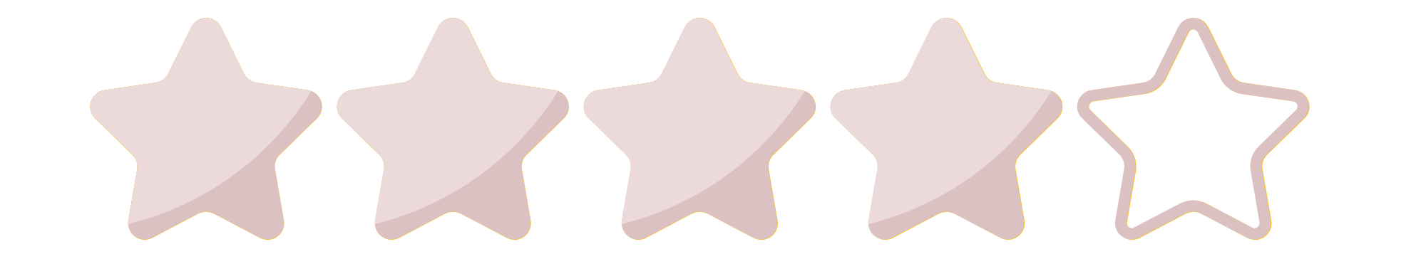 Five pink stars, with the last star as an outline, on a black background.