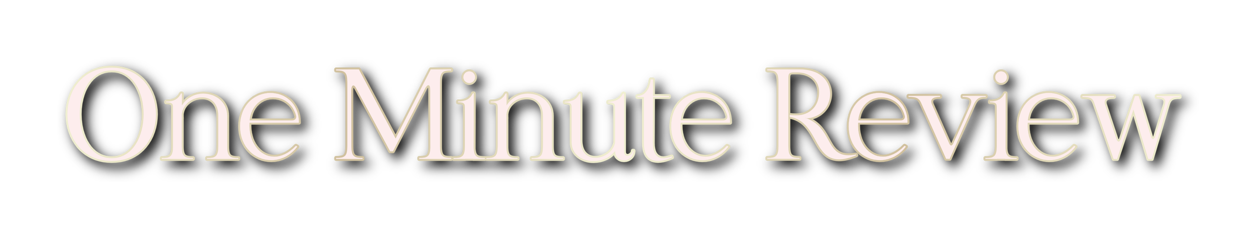 Text that says 'One Minute Review' in stylized font on a black background.