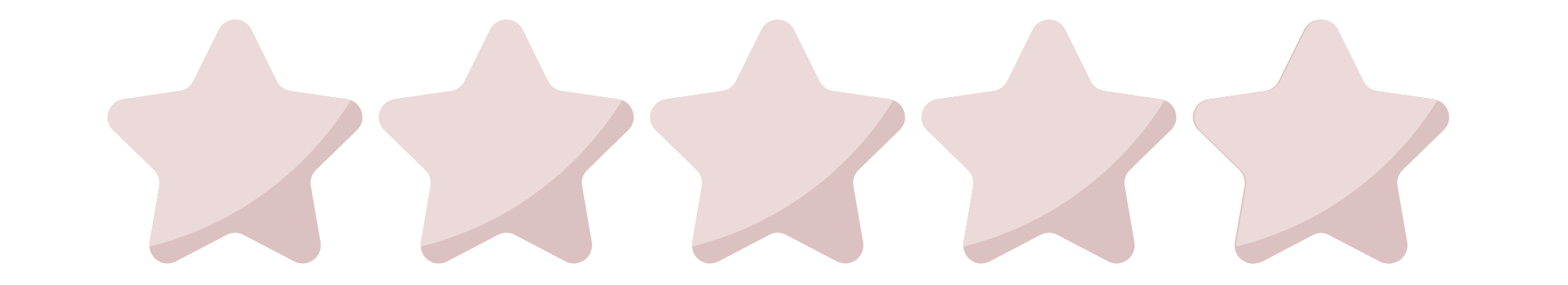 Five light pink five-pointed stars in a horizontal line.
