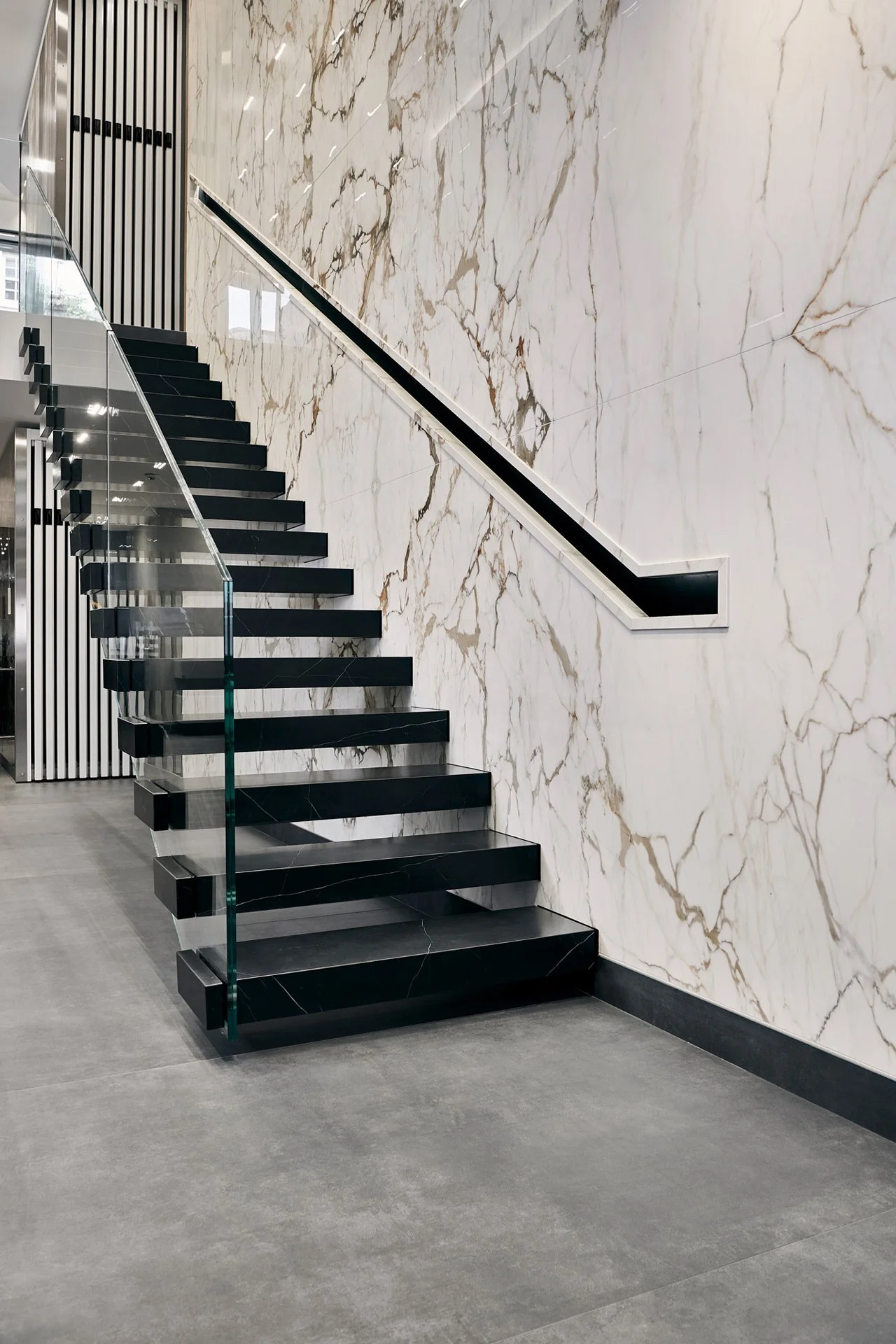 The cantilevered stair