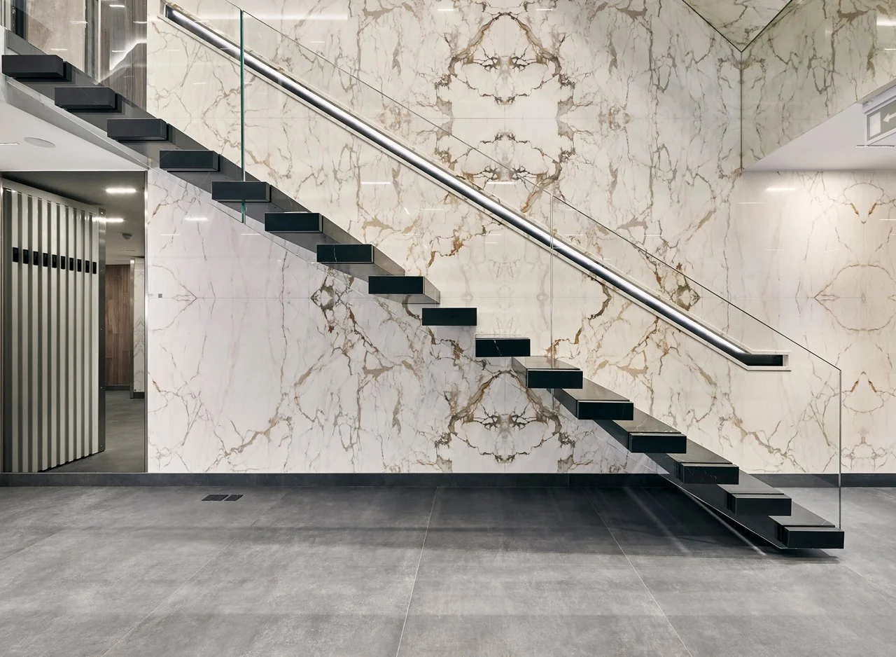 The cantilevered stair