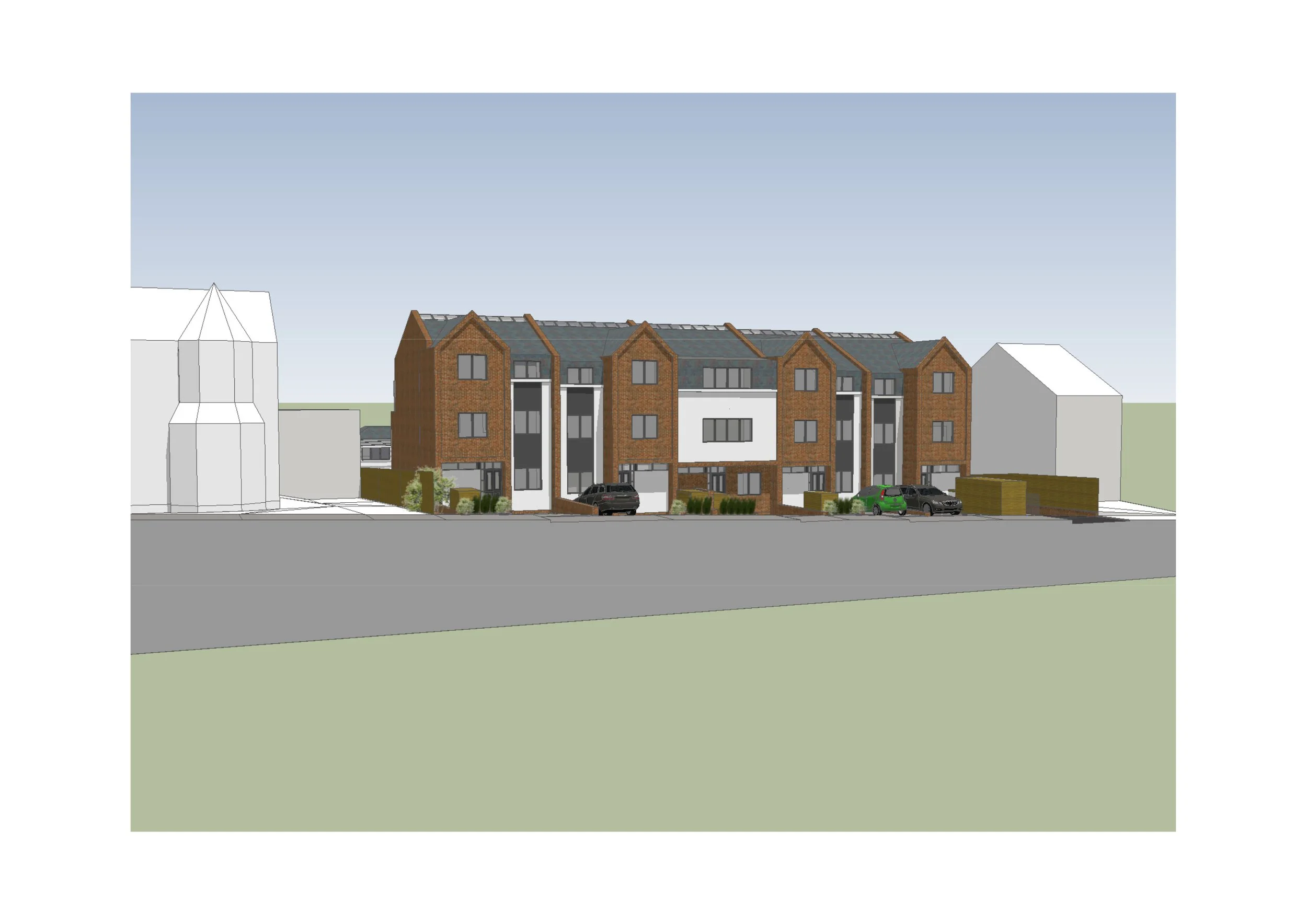 Street view of townhouses