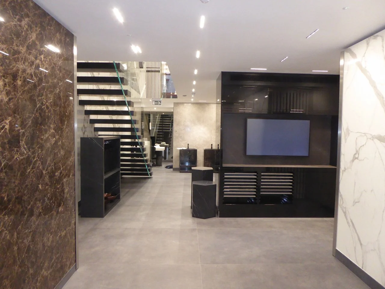 The basement showroom area
