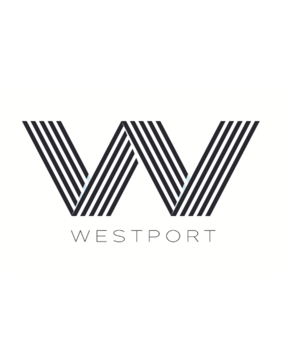 A black and white logo featuring the letter W with diagonal stripes, and the word 'WESTPORT' underneath.