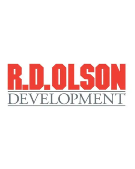 Logo for R.D. Olson Development with the company name in red and black text.