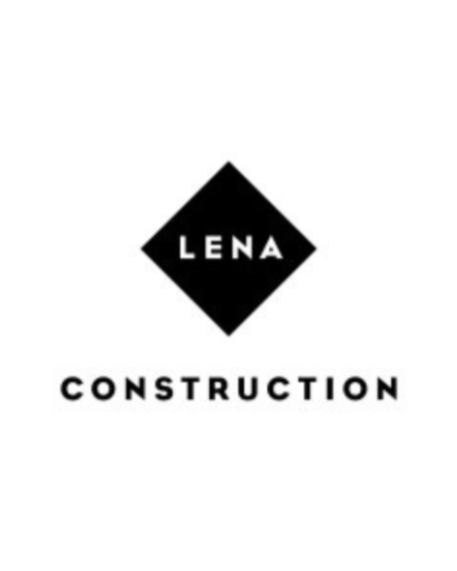 LENA Construction logo featuring a black diamond with the word LENA inside and the word CONSTRUCTION below.