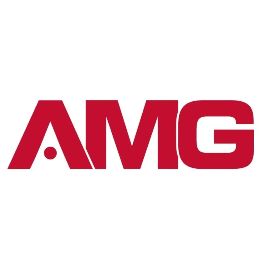 AMG logo in red text on a white background.