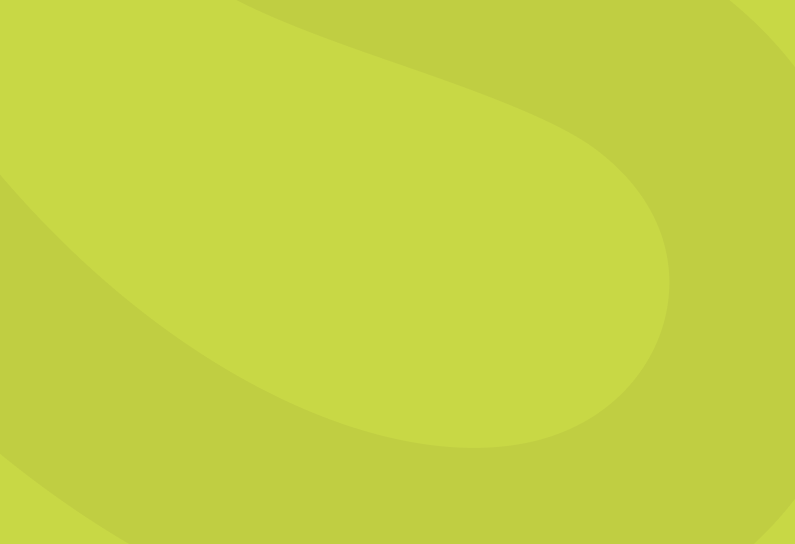 A bright lime-green background with abstract curved shapes.