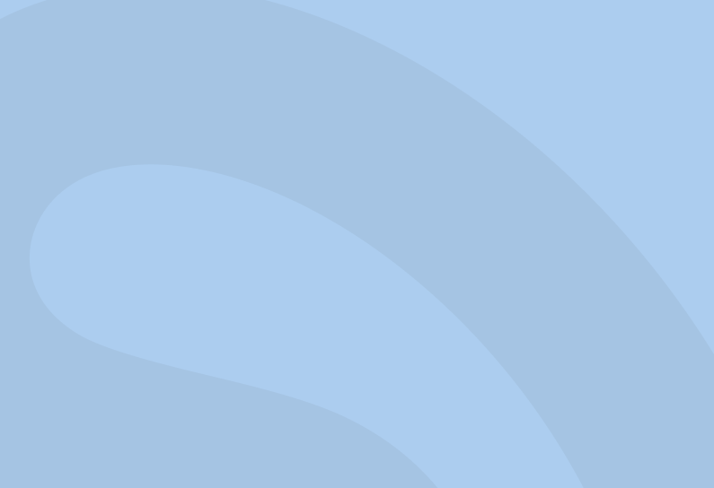 A bright baby-blue background with abstract curved shapes.