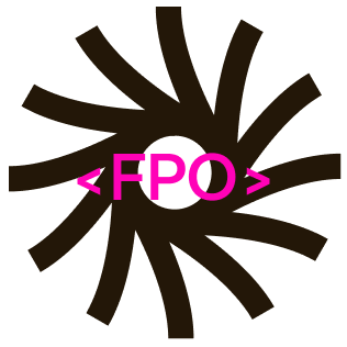 Pink text reading '<FPO>' over a brown starburst background.