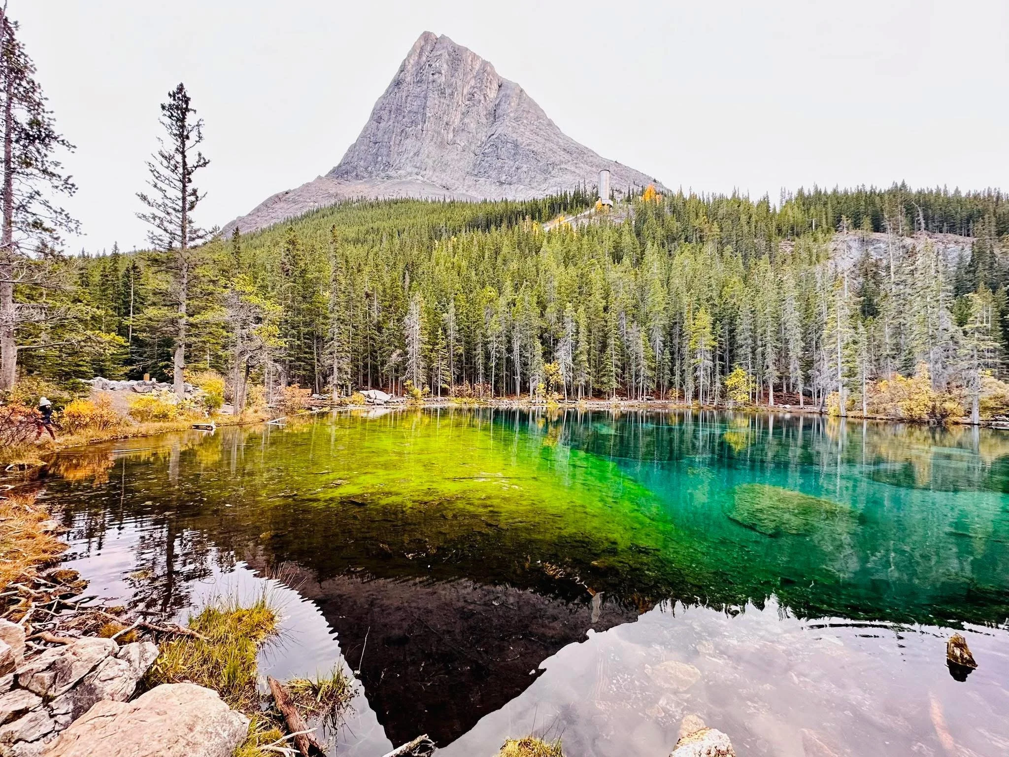 A mirror of emerald, moss, and peak—Grassi Lakes near Canmore, Alberta. I brought my daughters here on a quiet fall evening, a walk to loosen grief and teach them how land holds our healing.