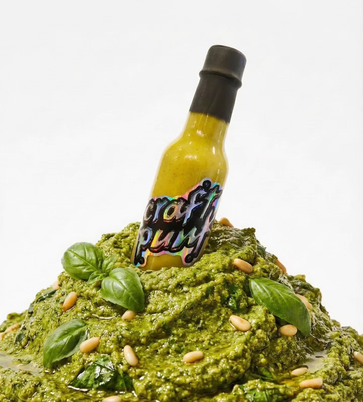 This is what happens when my creative impulses take over as I&rsquo;m making dinner.

Dinner? Never happened.
A mind-blowing pesto hot sauce? VERY MUCH HAPPENED.

Introducing: PESTOLOGIC.

Bright basil smacks first, rich pesto flavor follows, ghost p