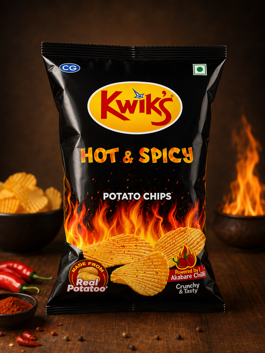 Kwik’s Potato Chips Hot n Spicy-65gm