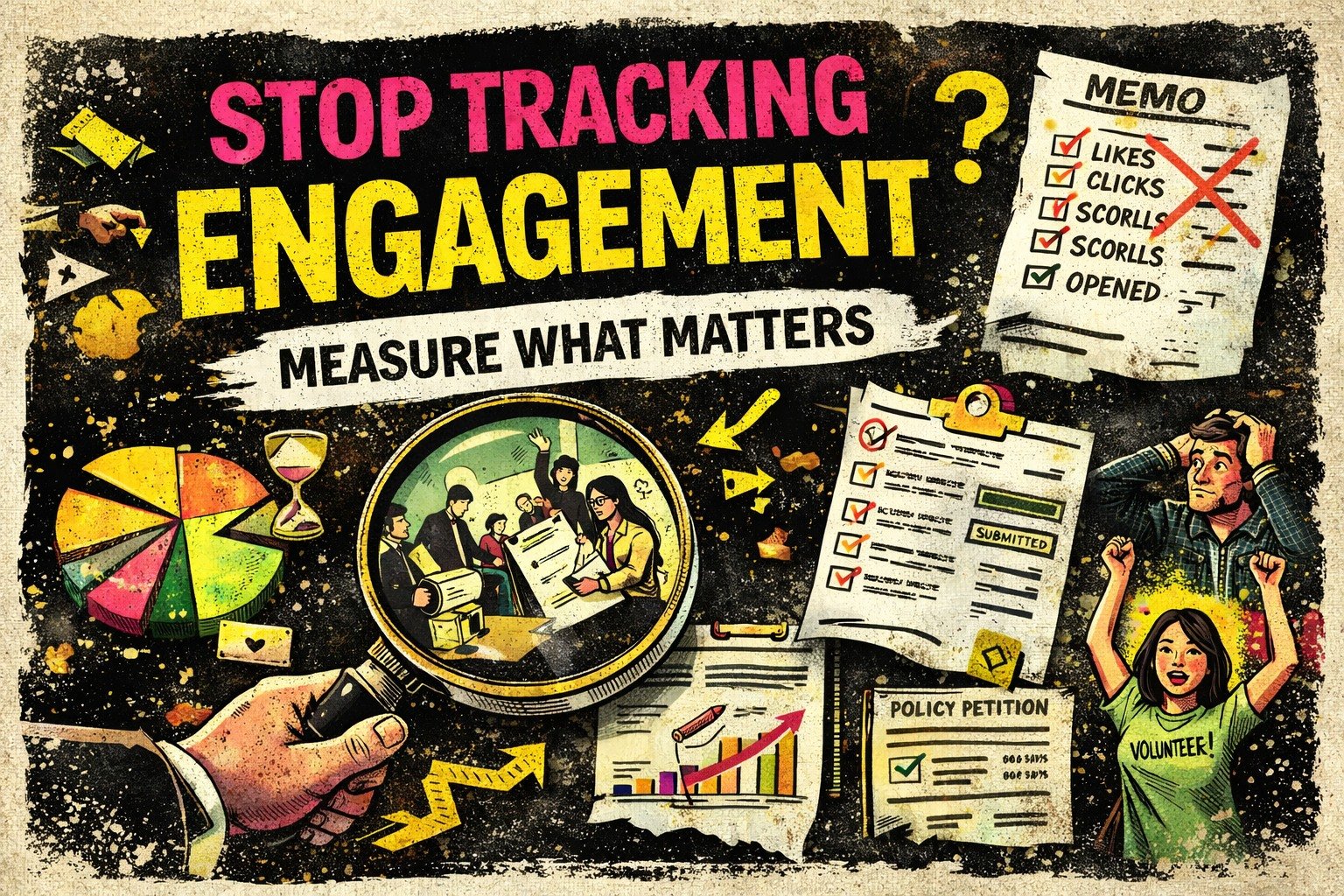 Stop tracking &ldquo;engagement.&rdquo; It&rsquo;s lying to you.

&ldquo;Engagement is up 30%!&rdquo;
Cool. What actually changed?

Because &ldquo;engagement&rdquo; can mean:
&bull; a like
&bull; a 10-second visit
&bull; an email open with zero actio