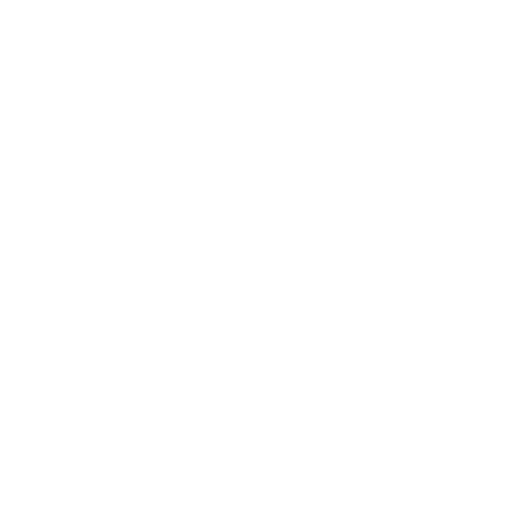White stylized plant or flower outline on a black background.
