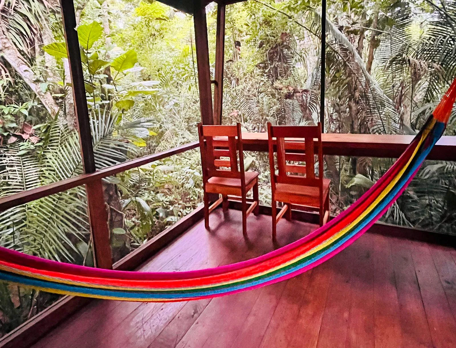 Cabin 1, outdoor hammock and sitting area