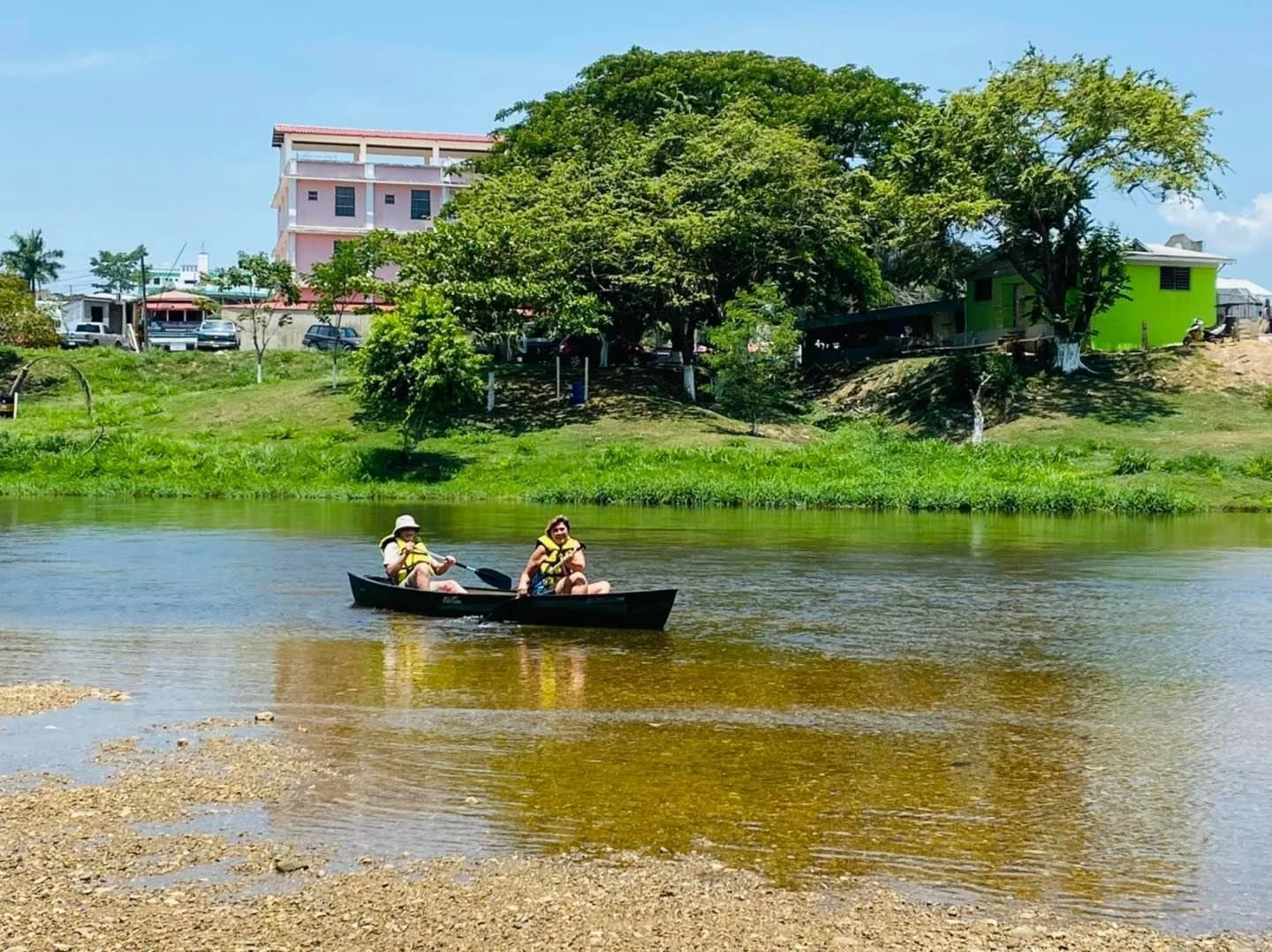 Canoeing down the Macal River to San Ignacio