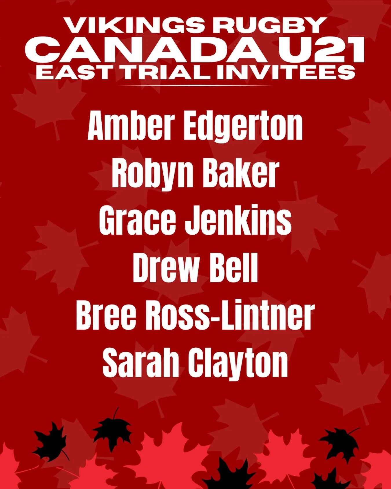 Huge congratulations to our Vikings Women on being invited to the Rugby Canada U21 East Trial 👏🇨🇦

Amber Edgerton @amber_edgerton_ 
Robyn Baker @rrobynbaker 
Grace Jenkins @g.gracejenkins 
Drew Bell @drewxbell 
Bree Ross-Lintner @bree_rosslintner 