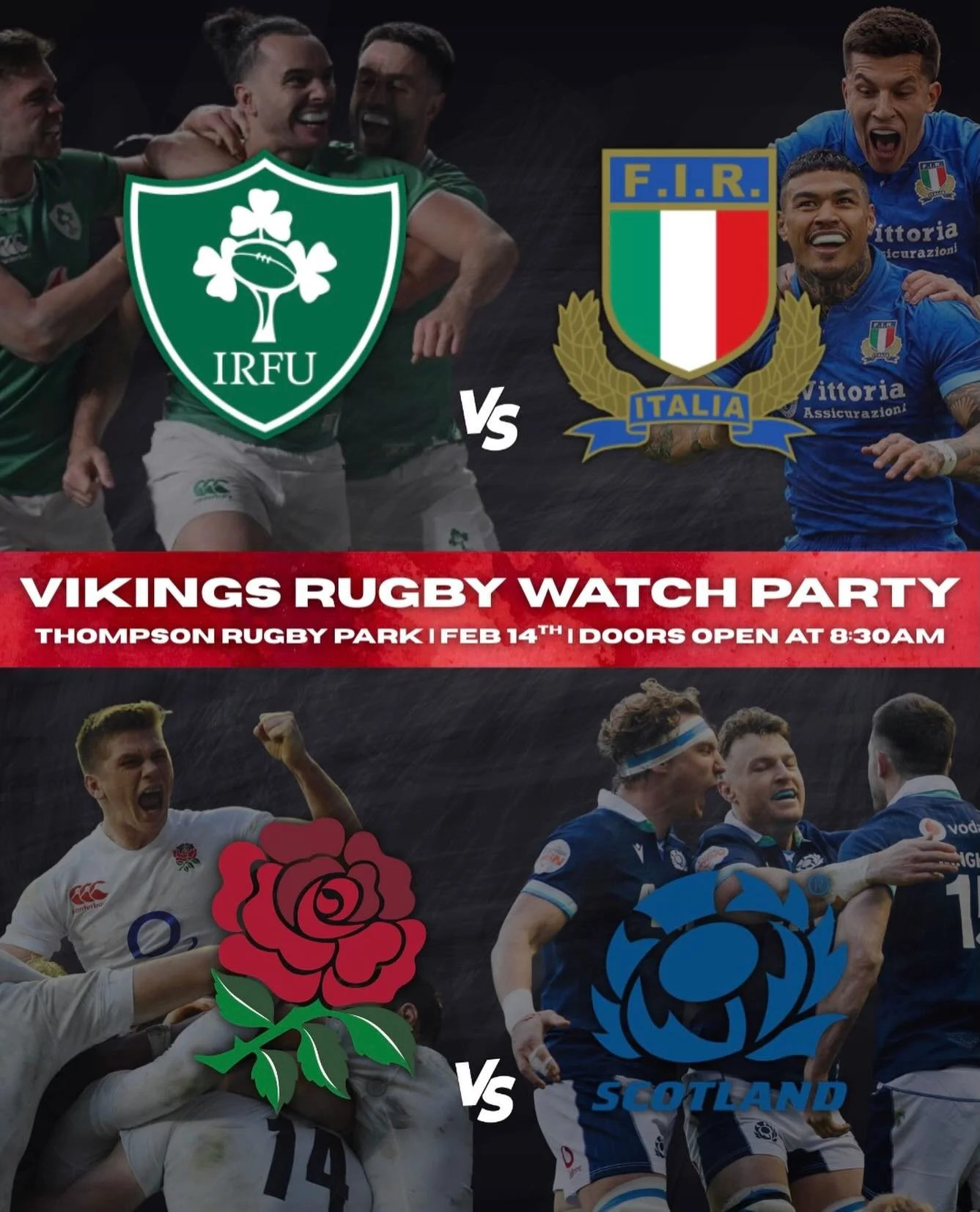 ❤️🏉 Love is in the air&hellip; and so is Six Nations rugby!

Spend your Valentine&rsquo;s Day at Thompson Rugby Park because nothing says love like great rugby, great company, and big match energy.

🇮🇪 Ireland vs 🇮🇹 Italy
🏴󠁧󠁢󠁥󠁮󠁧󠁿 England 