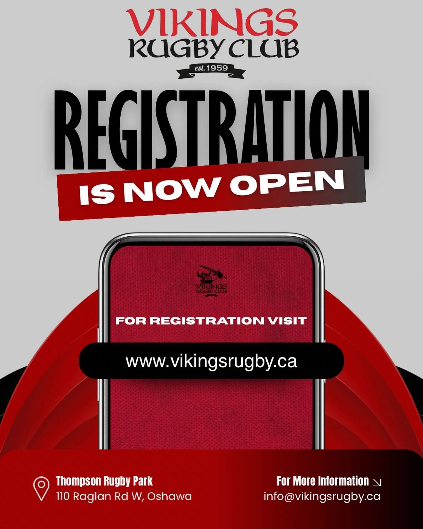 🏉 Registration is officially OPEN!

Join the Oshawa Vikings Rugby Club &mdash; proudly providing the sport of rugby to all ages and abilities across the Durham Region. Whether you&rsquo;re new to the game or returning to the pitch, we&rsquo;ve got a