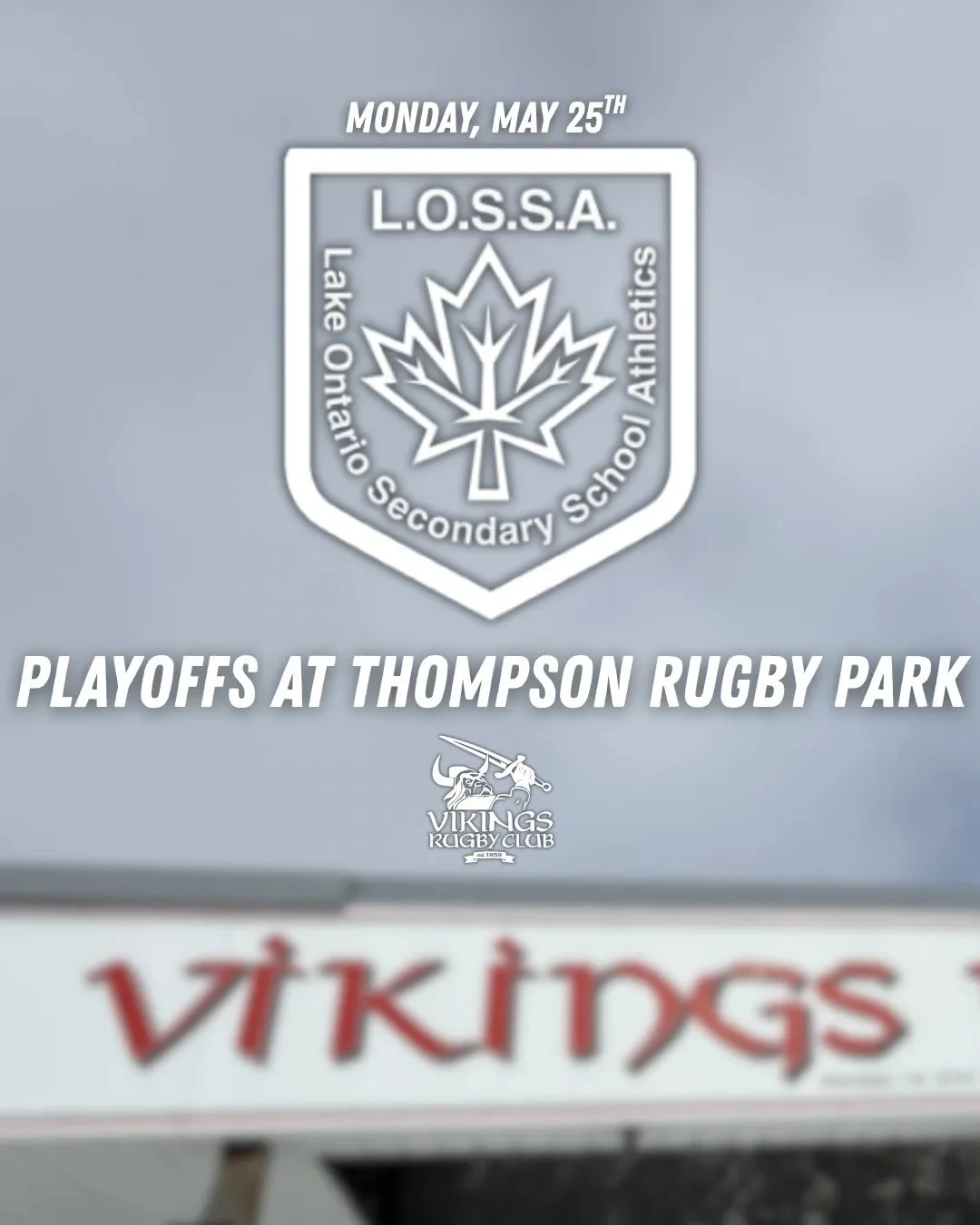 🏉 L.O.S.S.A. Rugby Playoffs are coming to Thompson Rugby Park tomorrow!

Three championship matches. One day of high school rugby finals action.

🕛 12:15 PM &mdash; JR. AAA Final
Henry Street Hawks vs Brooklin Bears

🕜 1:30 PM &mdash; SR. AA Final