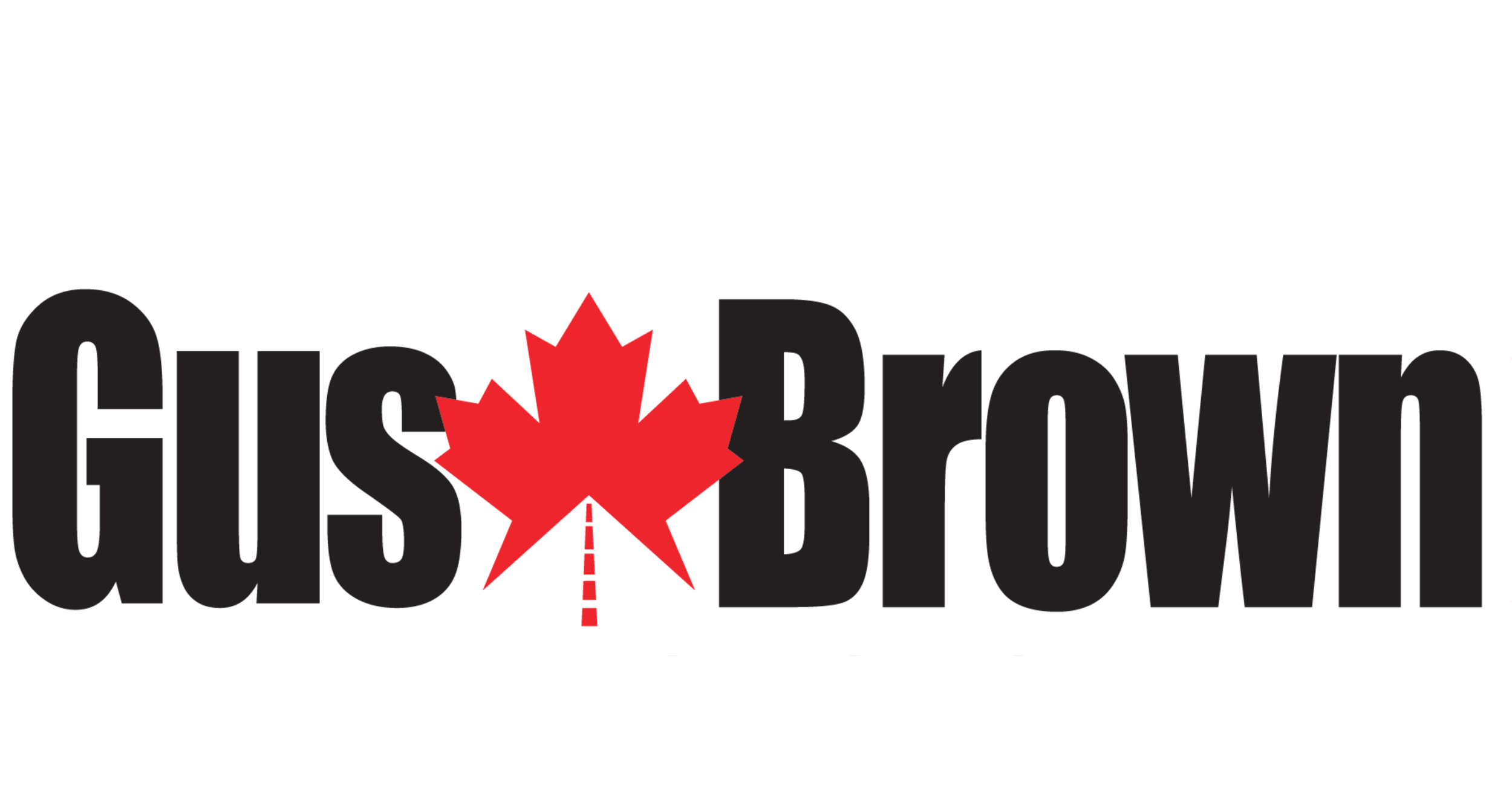 Logo of GispBrown with a red maple leaf replacing the letter 'i' in Gisp.