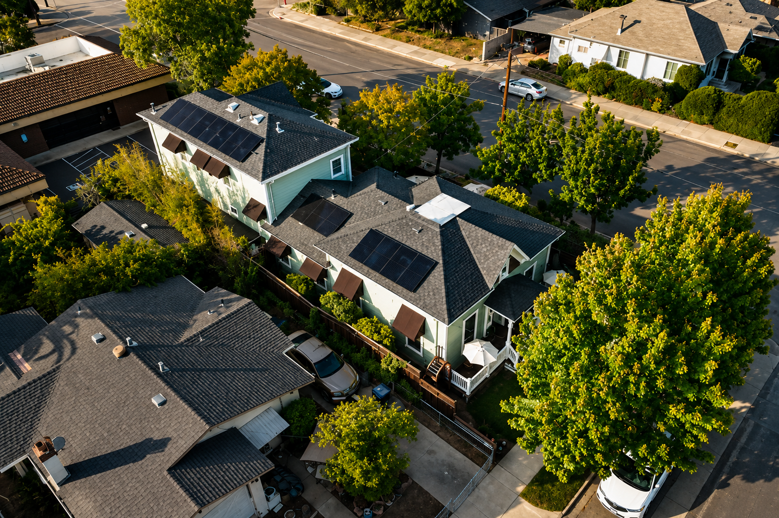 Home with solar panels