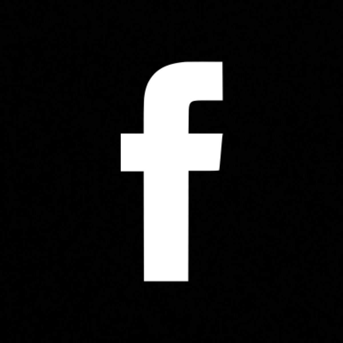 Facebook logo with a black background and a white stylized 'f'