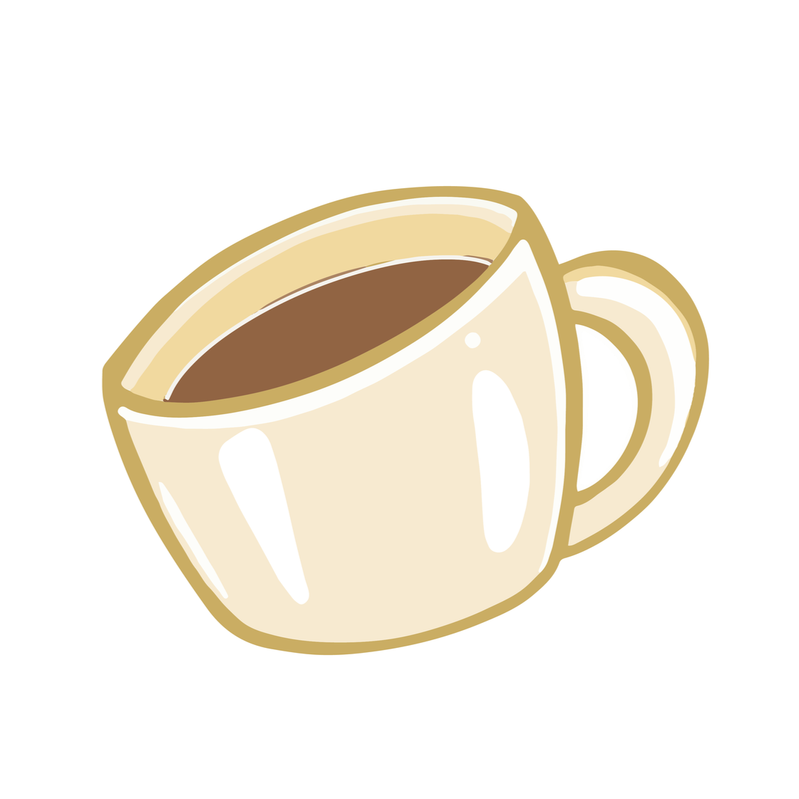 Tasse de café beige vue de côté.