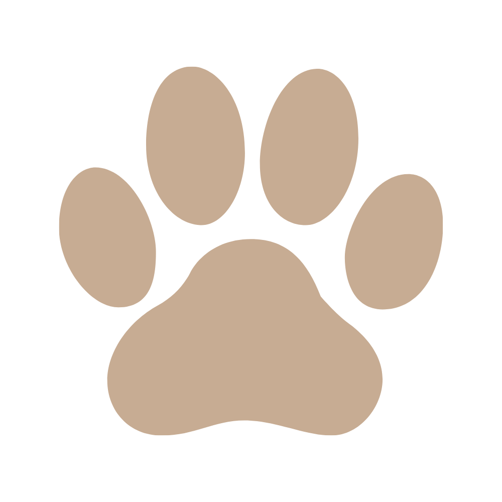 Empreinte de patte de chien de couleur beige sur fond noir.